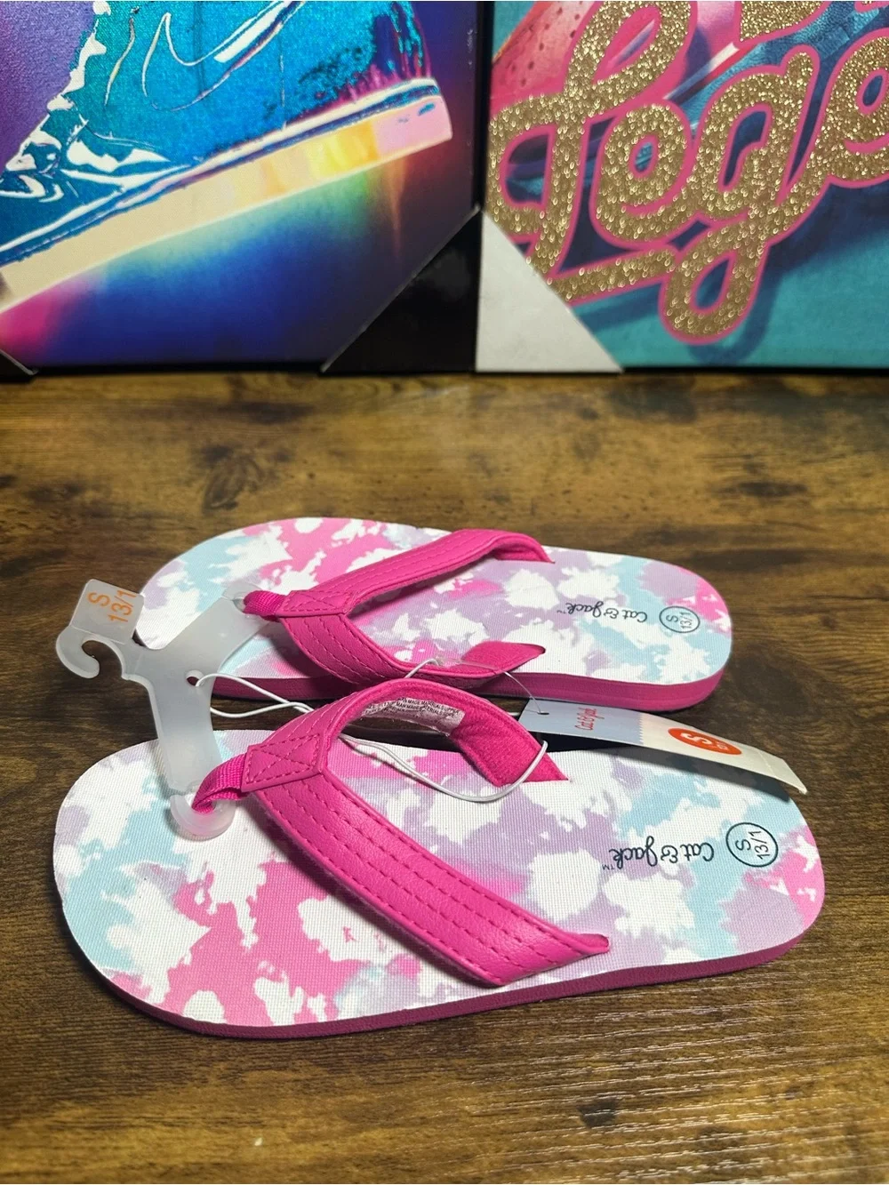 NEW Cat & Jack Girls' Ava Slip-On Thong Sandals Size Small 13/1